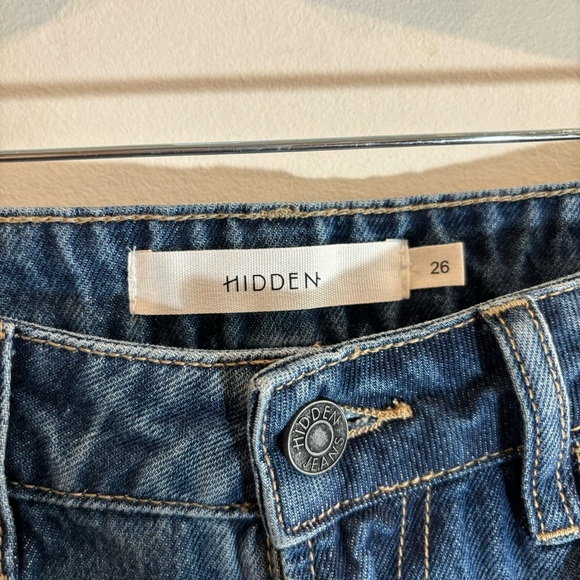 HIDDEN Sz 26 100% Cotton Denim Flare Leg Spot Distressing Jeans - Picture 3 of 11